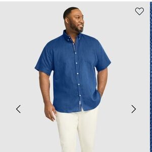 Johnny Bigg linen blend Fresno shirt NEW button down top men’s size 2XL blue NWT